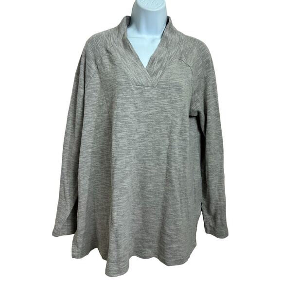 Pure Jill J.Jill Tunic Sweater Sz Medium Gray Raglan Sleeve V-Neck Relaxed Long - Picture 2 of 6